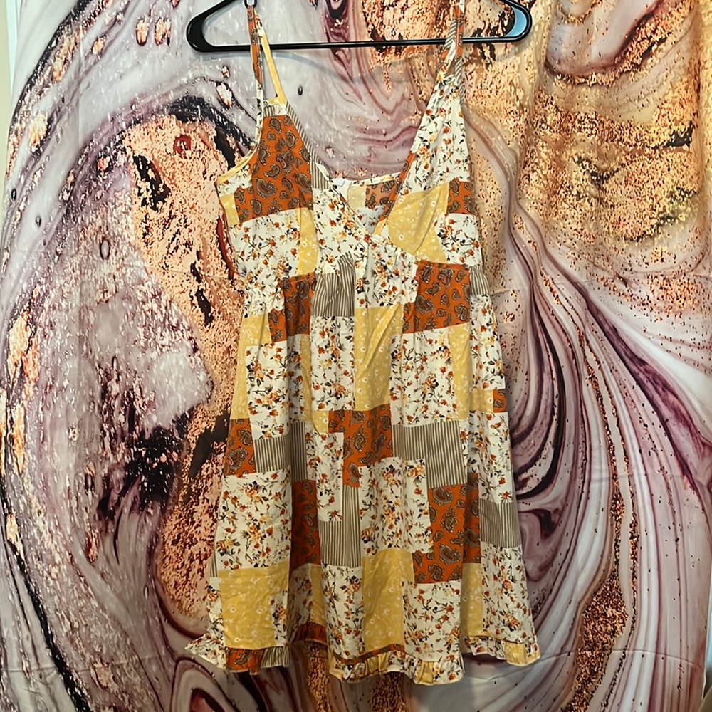 Patchwork orange sun dress